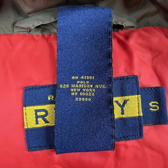 Ralph Lauren Rugby Down Vest Calf Suede Patch Army Green Men’s Size S Small - Picture 11 of 16